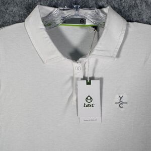 Tasc Shirt Womens Medium White Short Sleeve Air Polo Soft NWT Embroidered Logo